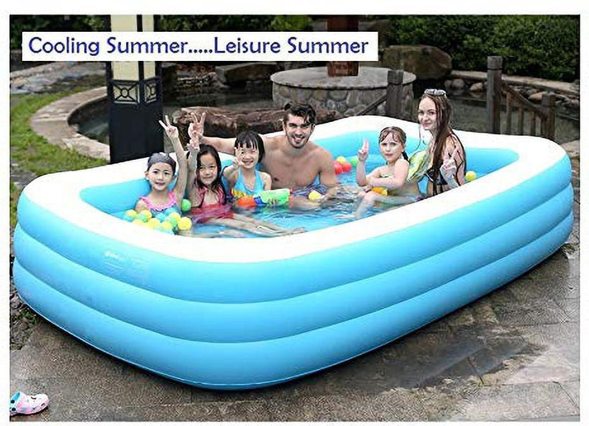 ASHA Cho Cho Spa Giant Bathtub 10 ft 3 Ring Inflatable Swimming Pool with Pump for Kids/Adults (Blue) Inflatable Swimming Pool(Blue)