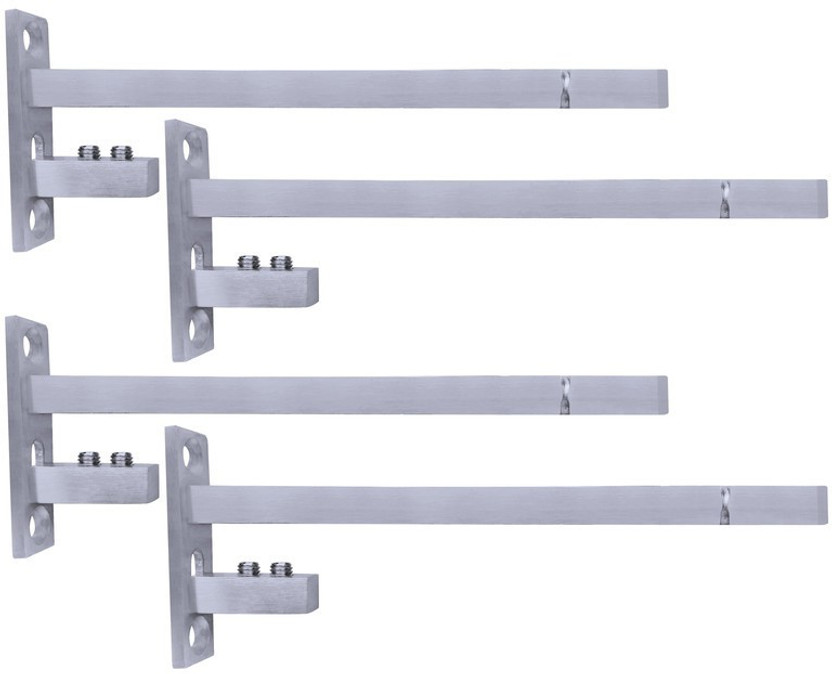 ATLANTIC F Type Glass Shelf Bracket 8 inch (Stainless Steel, Silver Matt Finish, Adjustable 6/8/10/12 mm, Pack of 4 Piece) 19.3CM Shelf Bracket(Steel)