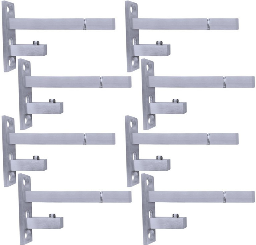ATLANTIC F Type Glass Shelf Bracket 4 inch Stainless Steel Silver Matt Finish Adjustable Used by 6 mm 8mm 10mm 12mm Glass Pack of 8 Piece 9CM Shelf Bracket(Steel)