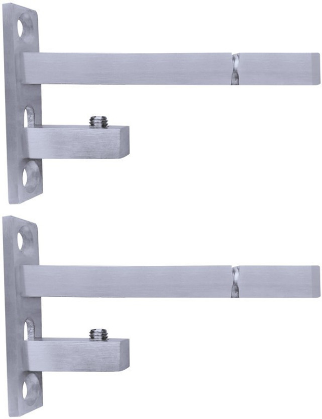 ATLANTIC F Type Glass Shelf Bracket 4 inch Stainless Steel Silver Matt Finish Adjustable 6/8/10/12 mm Pack of 2 Piece 9CM Shelf Bracket(Steel)
