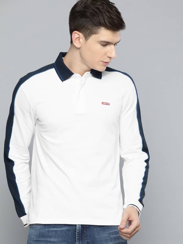 LEVI'S Solid Men Polo Neck White T-Shirt - Buy LEVI'S Solid Men Polo Neck  White T-Shirt Online at Best Prices in India 