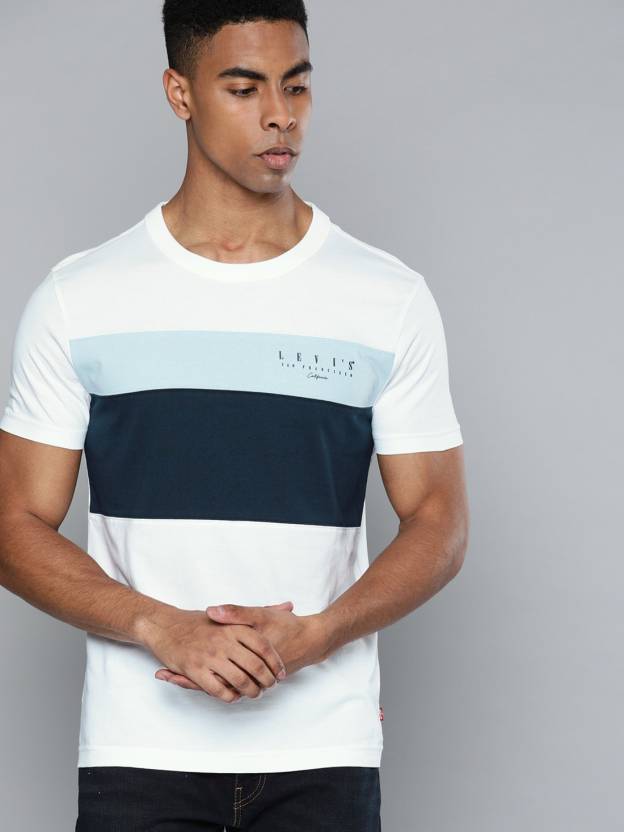 LEVI'S Color Block Men Round Neck White T-Shirt - Buy LEVI'S Color Block Men  Round Neck White T-Shirt Online at Best Prices in India 