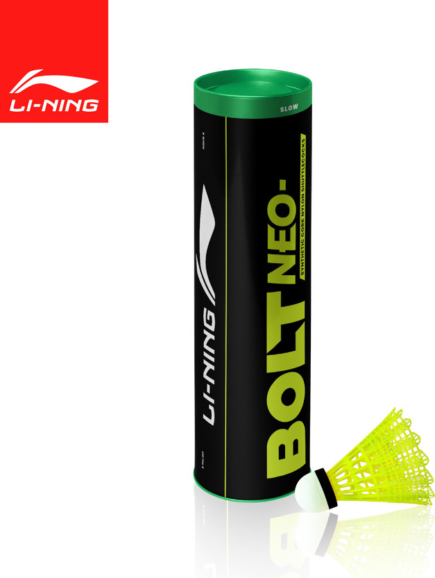 LI-NING Bolt Neo (6 in 1) Nylon Shuttle  - Yellow(Medium Slow, 76, Pack of 6)