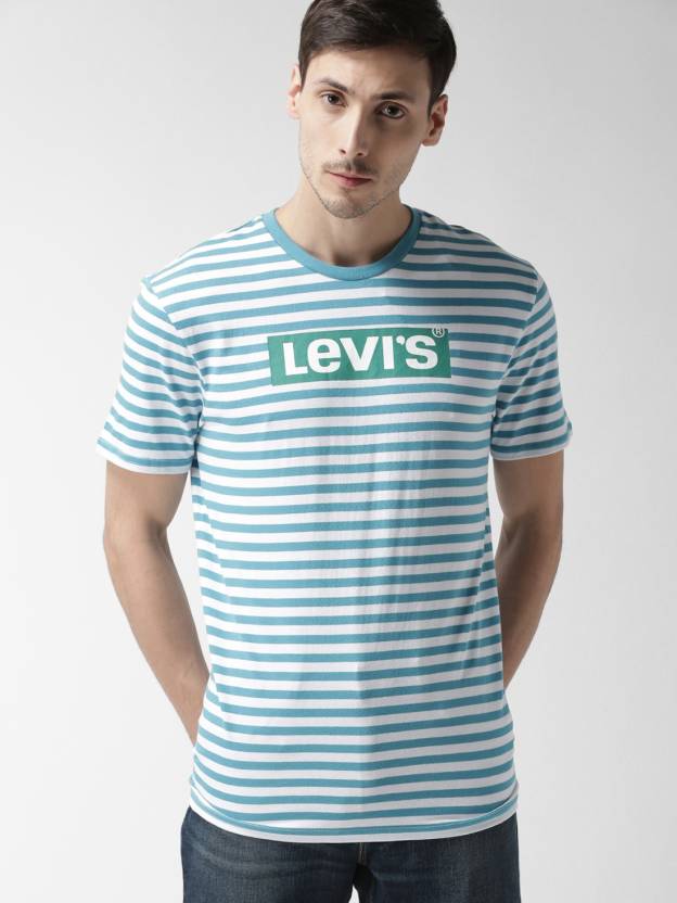 LEVI'S Striped Men Round Neck Blue T-Shirt - Buy LEVI'S Striped Men Round  Neck Blue T-Shirt Online at Best Prices in India 