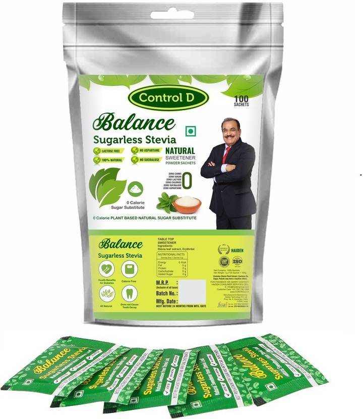 Balance Natural Diabetic, Keto & Health friendly Sugar Free Sugarless Sweet Methi Tulsi Stevia Sweetener(100 Sachet)