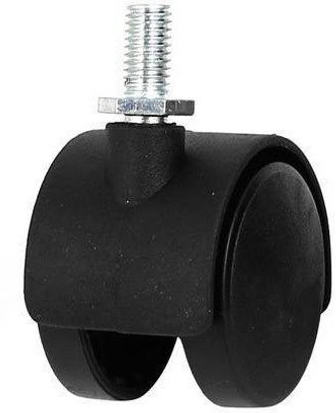 Adnate Threaded Twin Castor Revolving Chair Wheel Set of 5 Black for