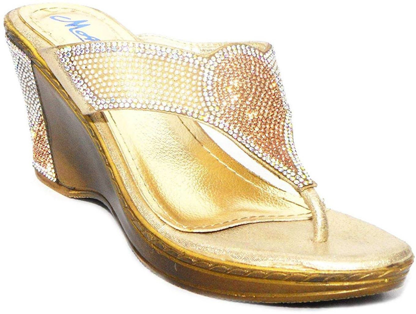 Buy macho Women Gold Wedges Online at 
