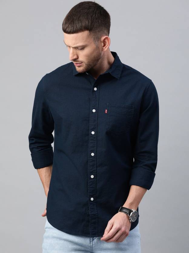 LEVI'S Men Solid Casual Dark Blue Shirt - Buy LEVI'S Men Solid Casual Dark  Blue Shirt Online at Best Prices in India 