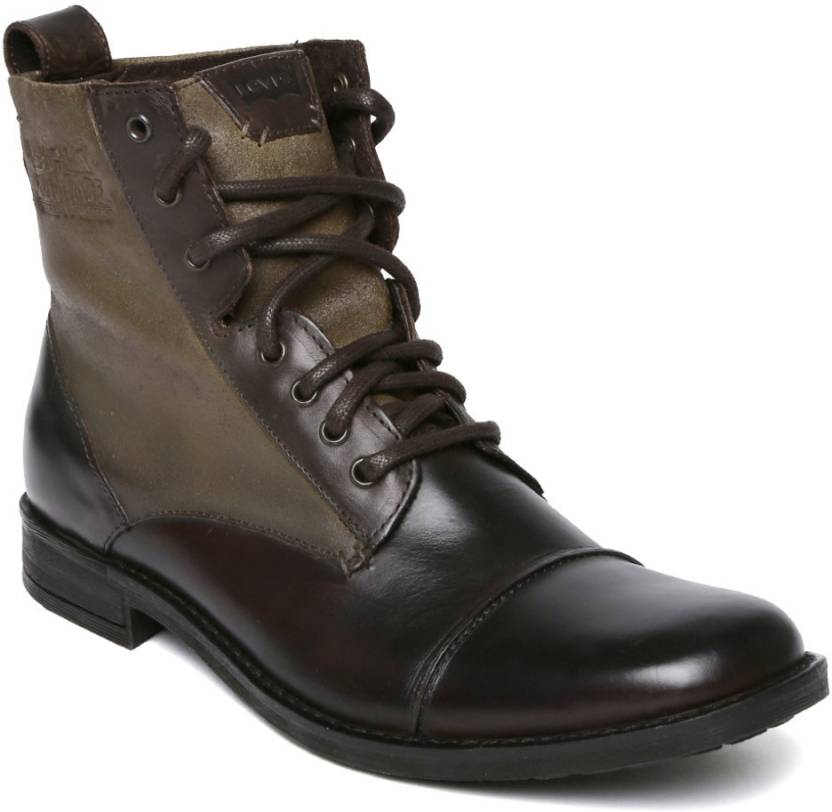 LEVI'S Men Dark Brown Leather Boots Boots For Men - Buy LEVI'S Men Dark  Brown Leather Boots Boots For Men Online at Best Price - Shop Online for  Footwears in India 