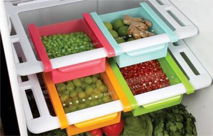 NEWON Fridge Organizer Drawer 4 pcs Fridge Storage Basket, Fridge