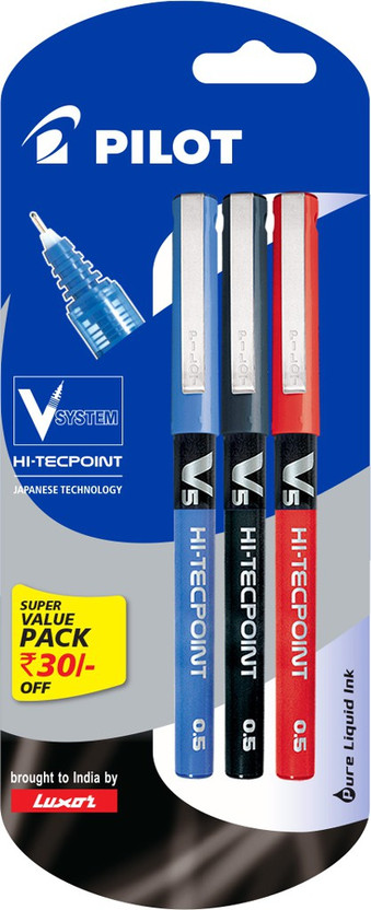 Pilot V5 Liquid Ink Rollerball Pen(Pack of 3)