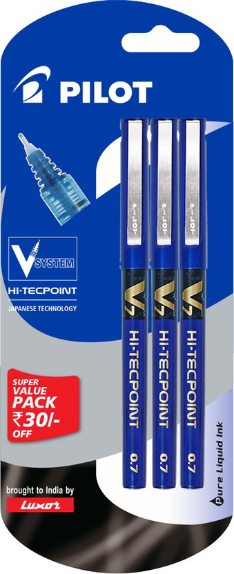 PILOT Hitech point V7 Blue Roller Ball Pen(Pack of 3)