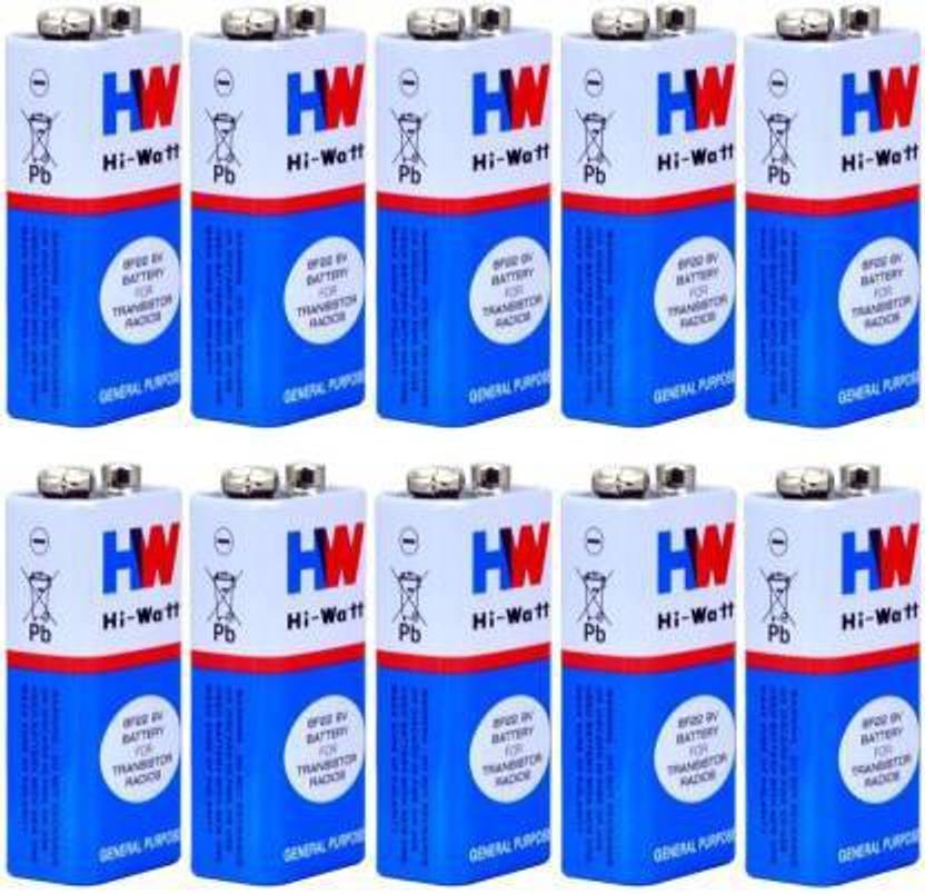 gobagee 10pcs 9 VOLTS BATTERY HIWATT 100 Original 6F22 9V Long Life