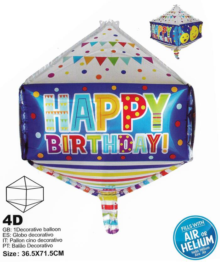 Flipkart.com | Hippity Hop Printed Happy Birthday Diamond Cake Shape 4D ...