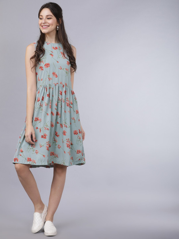 Tokyo Talkies Women Fit and Flare Grey 