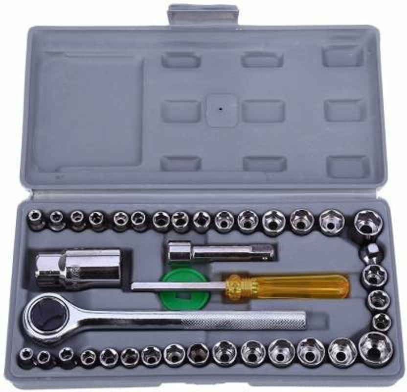 ONLINE HUSTLE 40 in 1 Screw Driver Set PCS Automobile Motorcycle Tool Box Set Socket Wrench Sleeve Suit Hardware Auto Car Repair Tools Socket Wrenches Screw Driver Set Hand Tool Kit (40 Tools) Socket Set(Pack of 1)