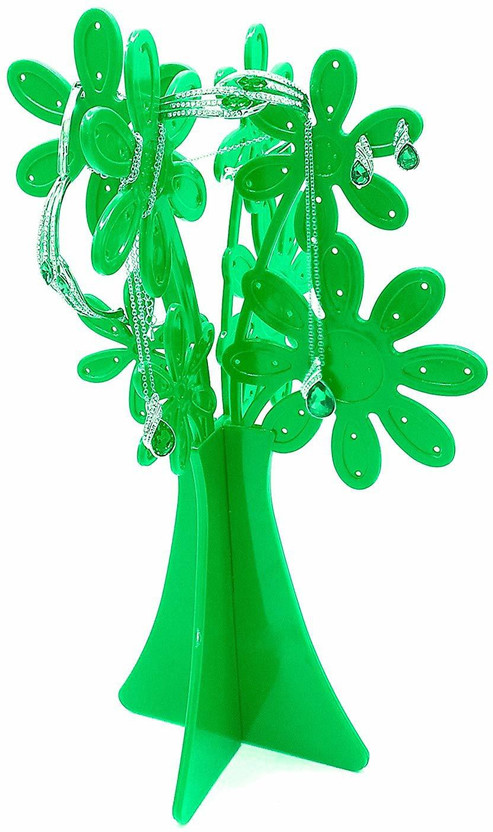 Connectwide Chandni flower Tree Jewelry Necklace Stud Earring Holder Organizer Display Rack Tower Stand Tree with Base Tray Jewelry multi-functional Display/Stand/Holder/Rack, New Antique| Perforated for Earrings|Necklace|Bracelets|Keys|Antique Design|Hooks/Branches Hanging Organizer Tower ABS Plast