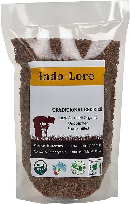 Indo-Lore Organic Certified Traditional Red Rice (Sali) 1 Kg Red Raw ...