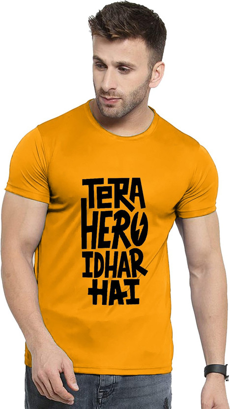 UDI n ADI Printed Men Round Neck Yellow 