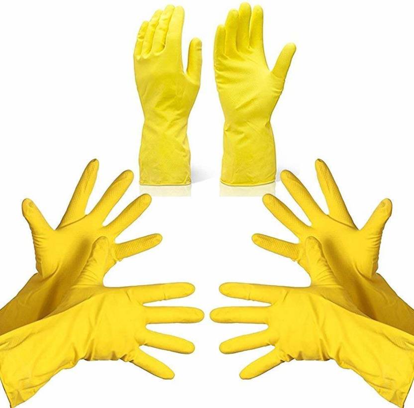 ShopSurgical Yellow Rubber Washable Reusable Stylist Gloves For