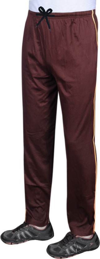 Solid Men Brown Track Pants 