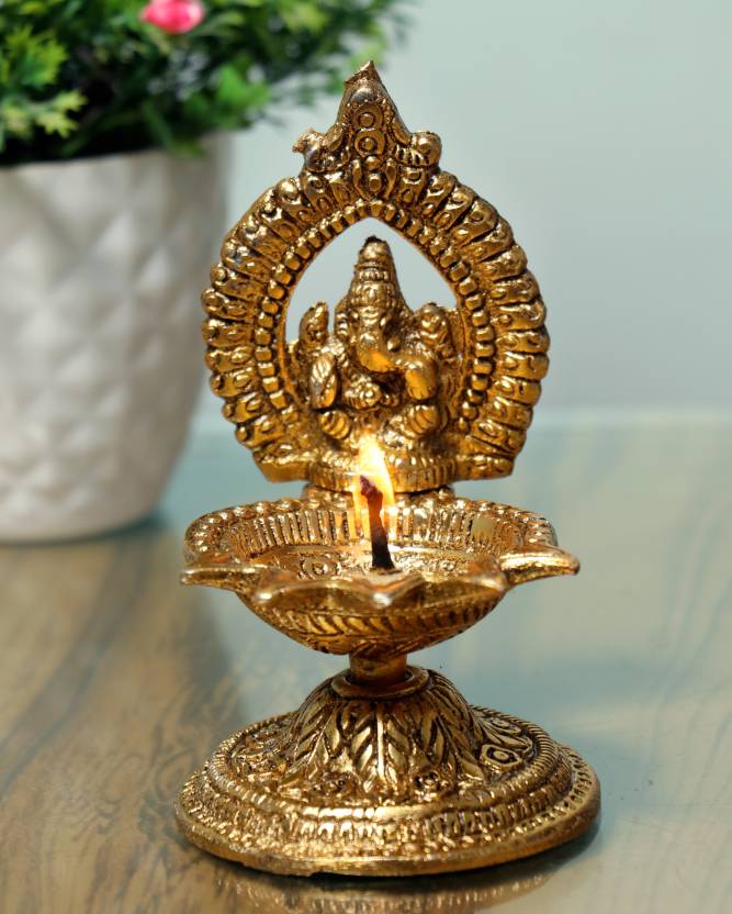 Chhariya Crafts Ganesh Diya For Home And Office Temple Aluminium Table ...