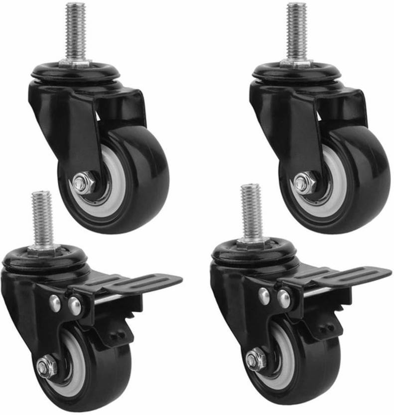 SHREE 4 Pack 2" Heavy Duty Caster Wheels Screw Type / 2 with Brakes & 2