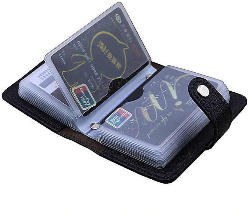Flipkart SmartBuy Black Leather Debit/Credit/ATM 28 Slots Business 24 Card Holder(Set of 1, Black)