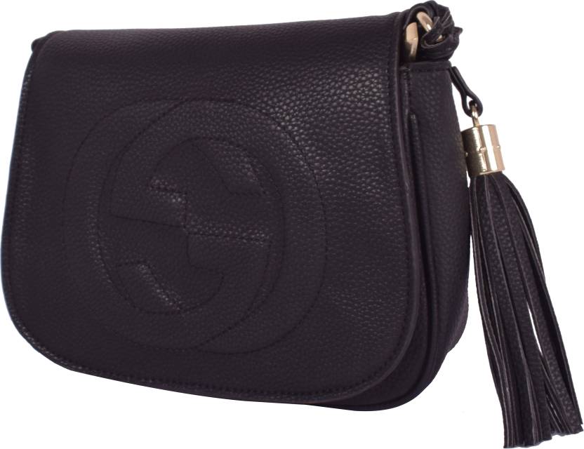 GUCCI Black Sling Bag Leather Crossbody Sling Bag For Women Black Black -  Price in India 