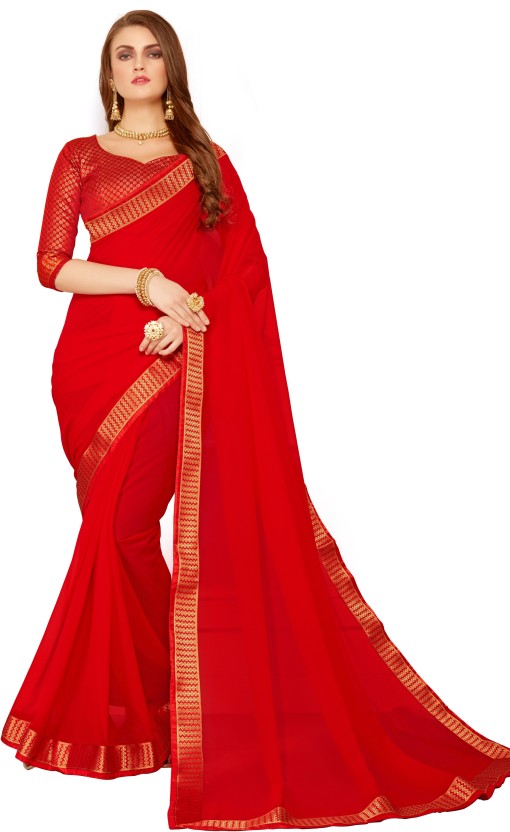 red chiffon sarees online