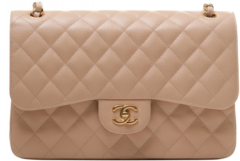 Chanel Tan Sling Bag Jumbo Caviar