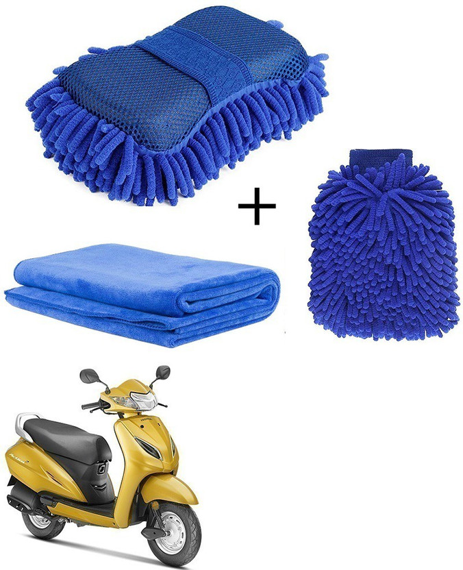 COMBOKING Bike Cleaning Combo - Chenille Microfiber Car Wash Sponge and Gloves - Pack of 3 Combo