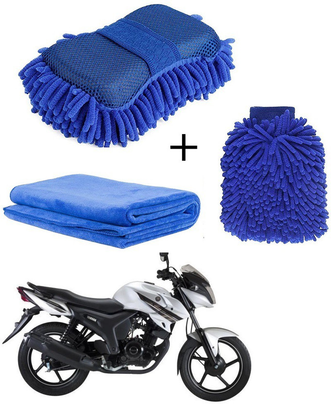 COMBOKING Bike Cleaning Combo - Chenille Microfiber Car Wash Sponge and Gloves - Pack of 3 -Yamaha SZ-S Combo