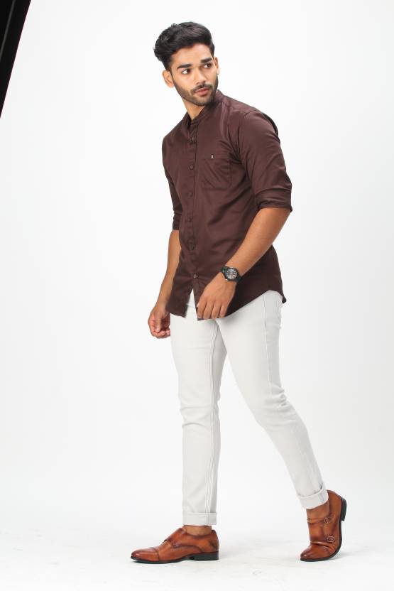MYSTERY OF FASHION Men Solid Casual Brown Shirt - Buy MYSTERY OF FASHION Men  Solid Casual Brown Shirt Online at Best Prices in India 