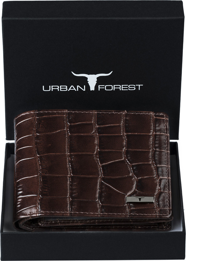 URBAN FOREST Men Casual Brown Genuine Leather Wallet(8 Card Slots)