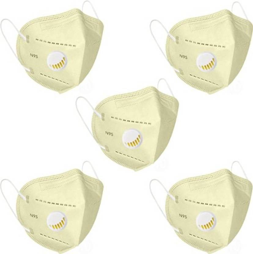 Flipkart SmartBuy N95 Mask Yellow (Pack of 5) sb_N95_Respi_Yellow_5Pcs