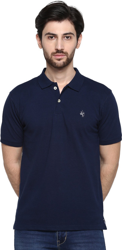 Buy CANTABIL Solid Men Polo Neck Blue T