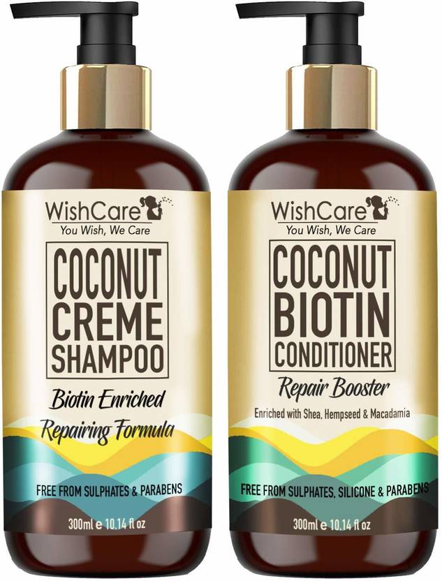 WishCare Coconut Crème Shampoo & Coconut Biotin Conditioner Kit Free