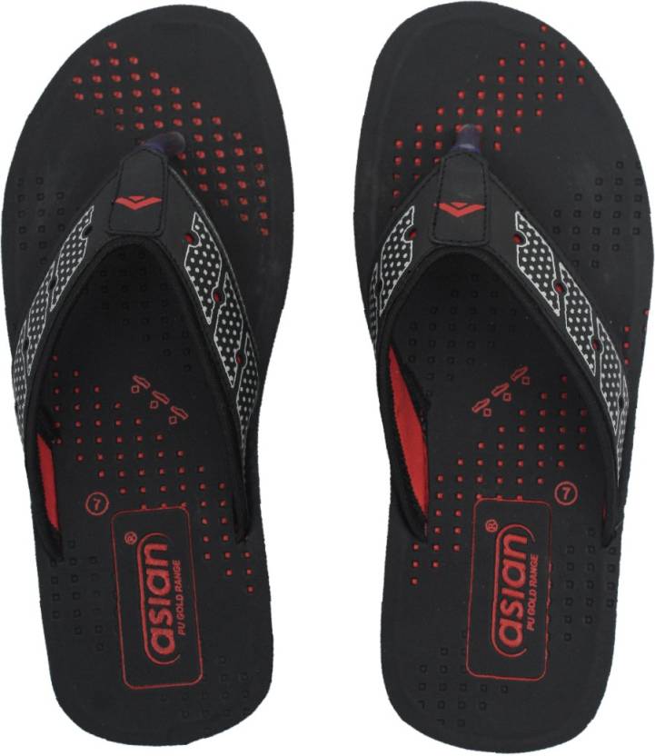 asian V-4022 Black Red Thong sandals black chappals for men | chappal ...