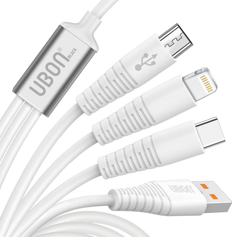 Ubon Lightning Cable 1.2 m WR147 Smart Charging Cable I Builtin 3 In