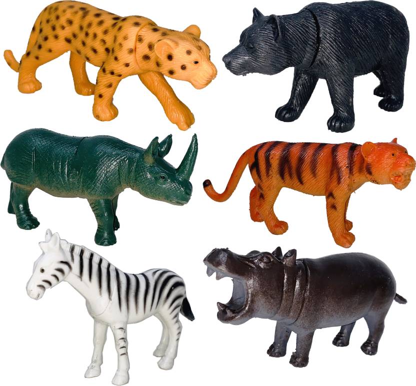 Miniature Mart Set Of 6 Small Size Safari Animals Figures, Realistic