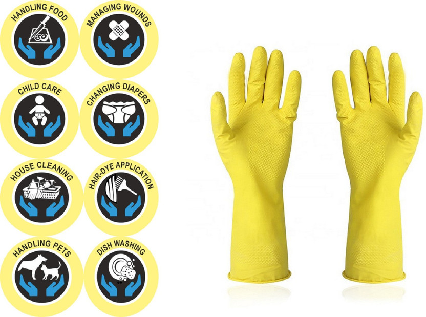 Flipkart N India Tck Chemical Resistant Latex Rubber Gloves,Heavy Duty Work Industrial Glove for Lab, Safety & Construction Job - 1 PairStandard 13" Reusable set. Household Multi-Purpose Glove, Large (1 Pair) (1) Latex  Safety Gloves(Pack of 1) - Flipkart Deal