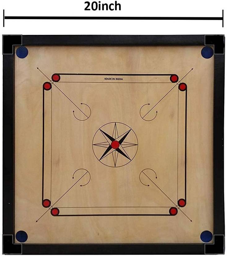 M K SPORTS Matte Finish Carrom Board 20 Inch only for kids 50.8 cm
