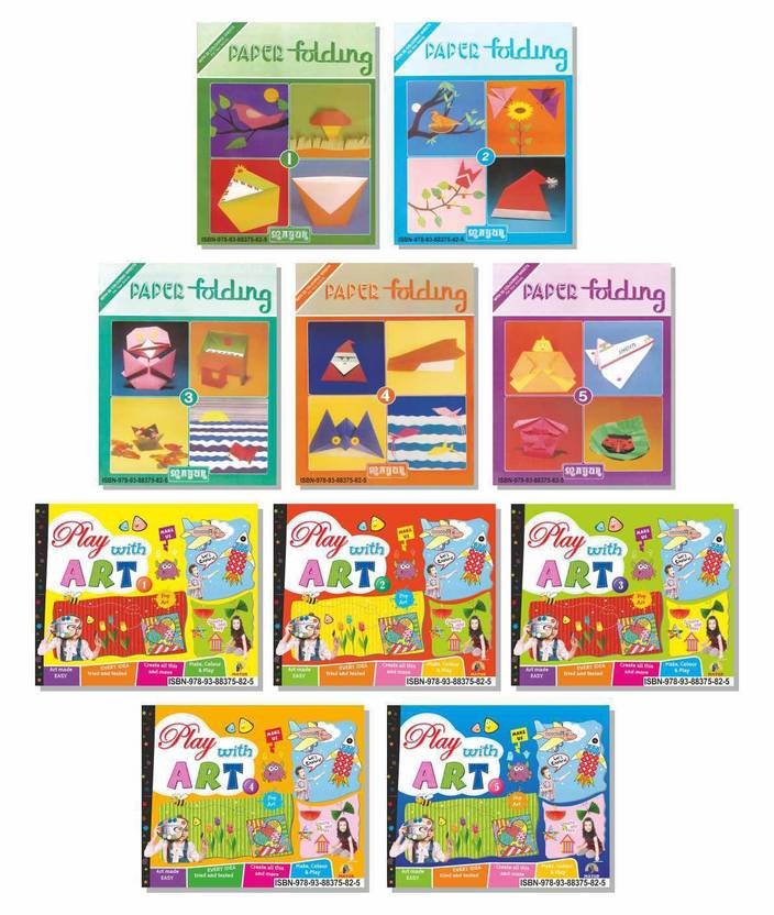 Origami Paper Folding Colouring Drawing Painting Pasting Cotton Dabbing