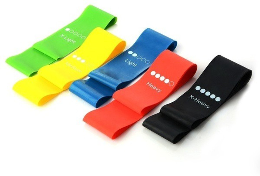 GymWar 5 Level Resistance band full body exercise thera band Resistance Band(Multicolor, Pack of 5)