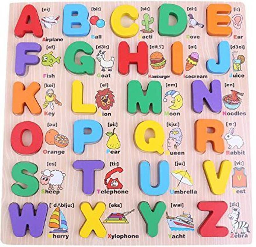 CrazyCrafts Wooden Alphabet English Letters Jigsaw Puzzle Kids