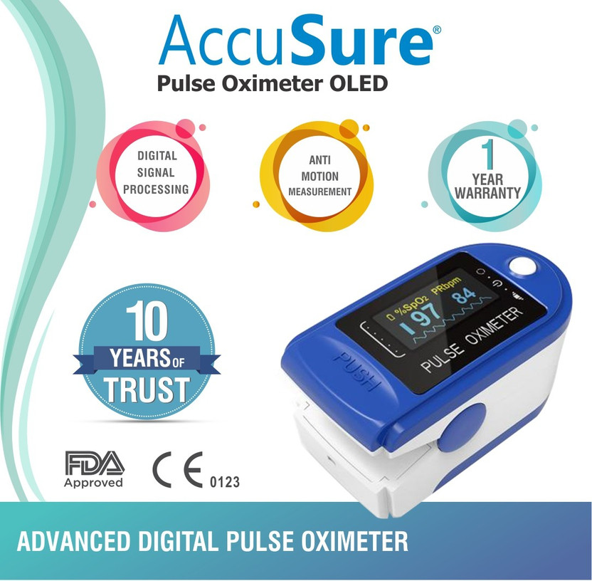 AccuSure CMS50D Finger Tip Advanced Digital Pulse Oximeter Pulse Oximeter(Blue)