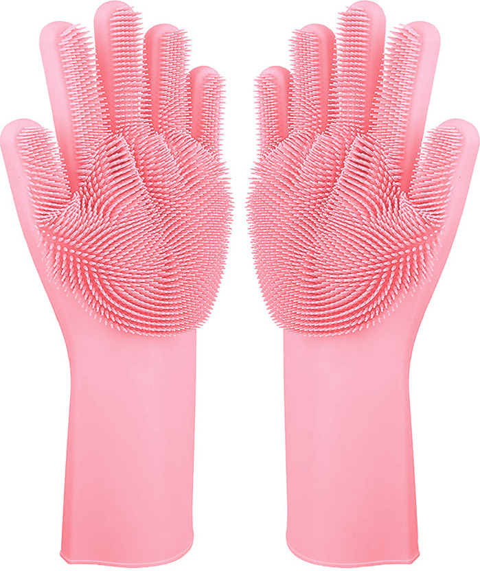 Flipkart SmartBuy Silicone Household Safety Wash Scrubber Heat Resistant Kitchen Gloves for washing Cloth's,Dish, Cleaning, Gardening Wet and Dry Glove(Free Size)