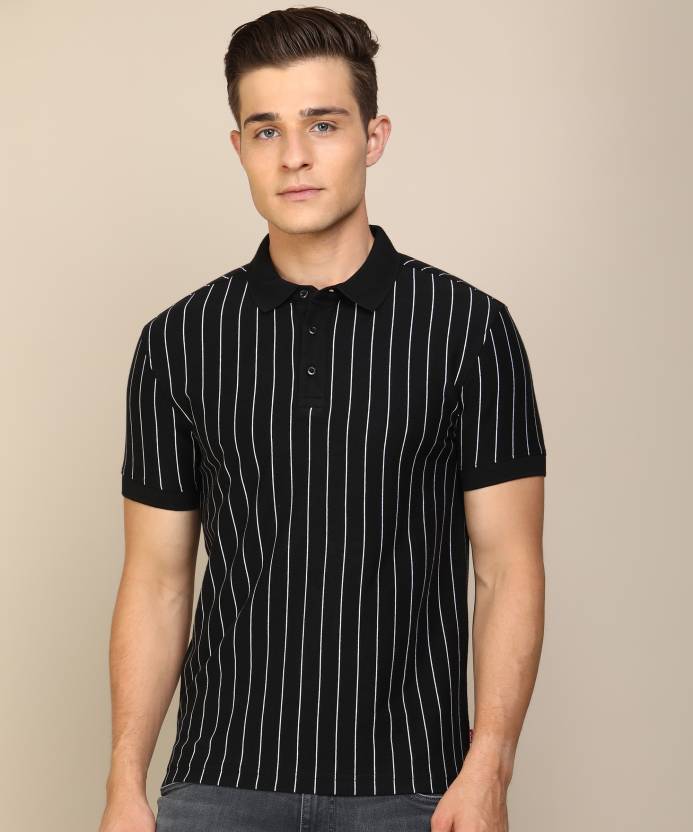LEVI'S Striped Men Polo Neck Black T-Shirt - Buy LEVI'S Striped Men Polo  Neck Black T-Shirt Online at Best Prices in India 