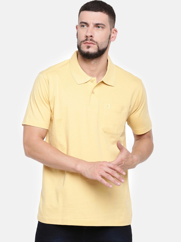 Ramraj Cotton Solid Men Polo Neck Gold